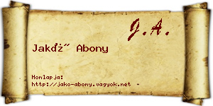 Jakó Abony névjegykártya